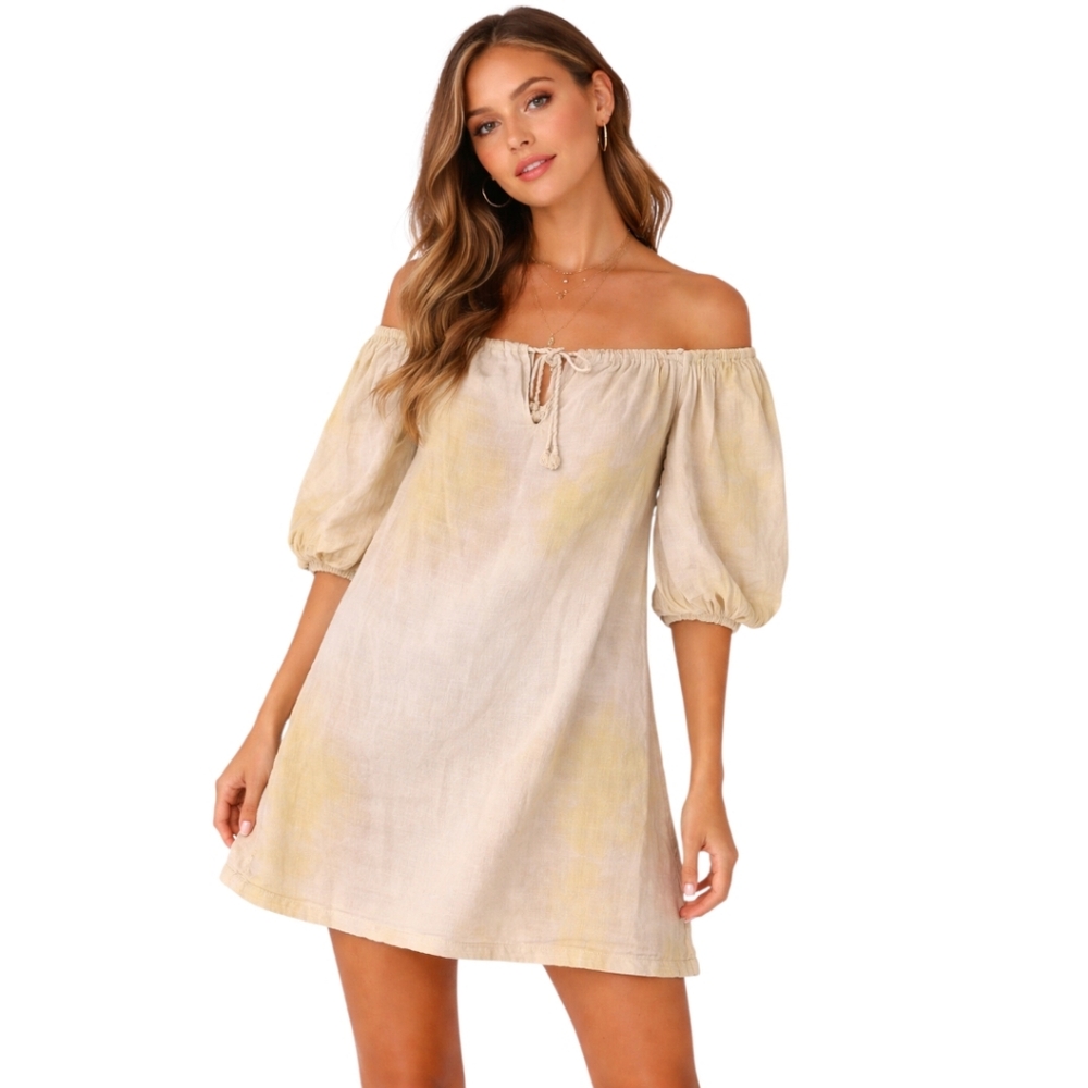 Jen's Pirate Booty Off the Shoulder Dress in Yellow/White in S